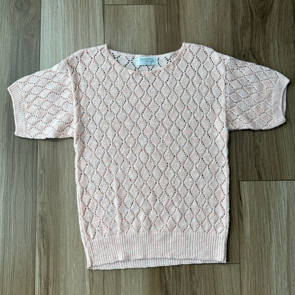 Vintage Light Pink & White Crochet Knit Top - Picture 4 of 15